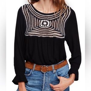 Free People Crochet Waffle Top